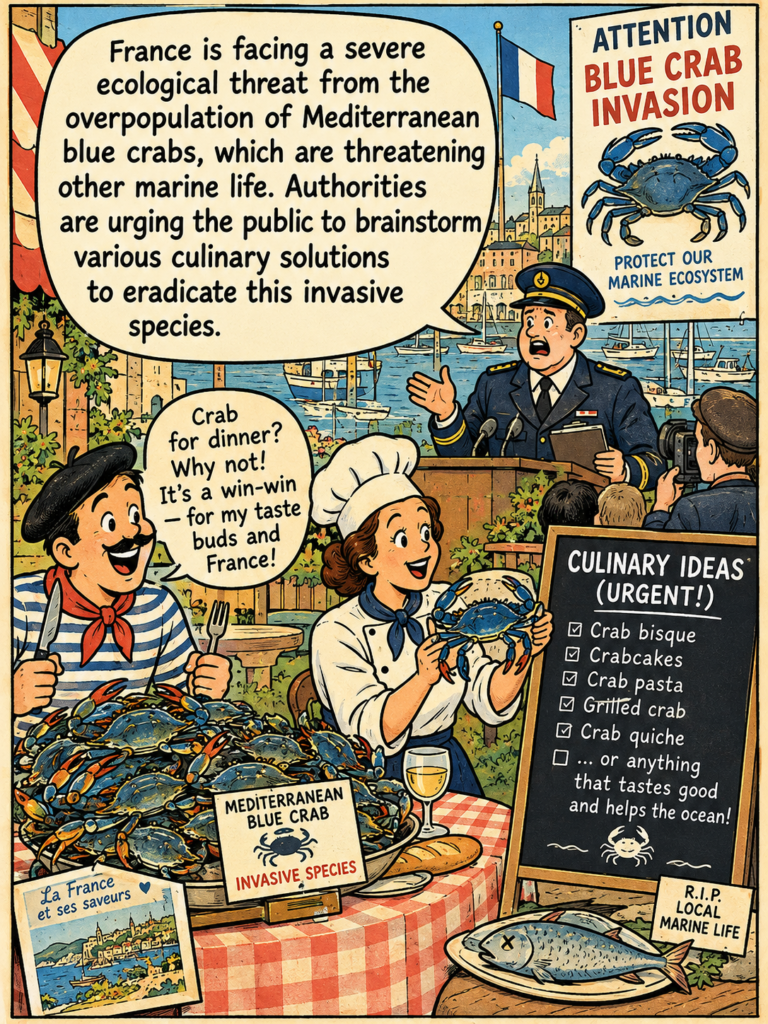France is facing a severe ecological threat from the overpopulation of Mediterranean blue crabs